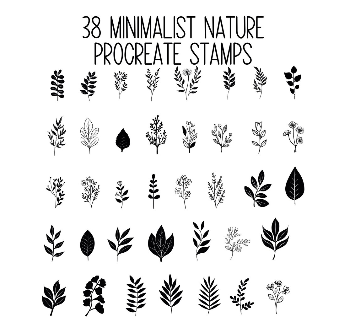 Minimalist Nature Procreate Stamps Leaves Procreate Brushes Flower ...