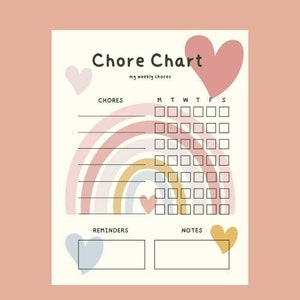 Chore Chart for Kids, Chore Chart Printable, Homeschool Printable, Chore List, Printable Chore Chart, Rainbow Chore chart, Kids Chore Chart