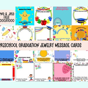 Lot de cartes de vœux pour l'obtention du diplôme d'âge préscolaire, modèles de cartes ShineOn, styles délicats, collier de bijoux, impression à la demande, cadeau Printify POD pour enfant