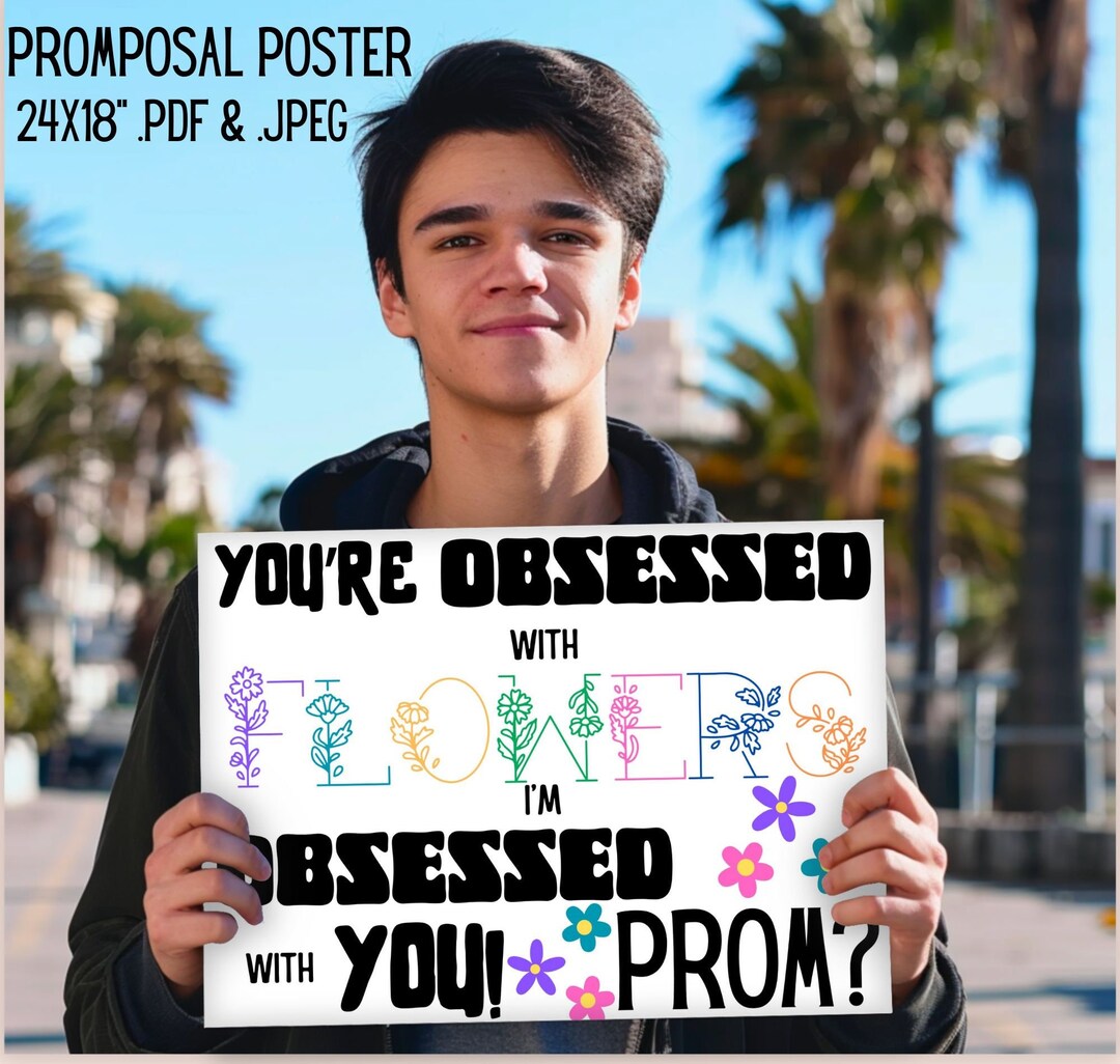 Promposal Poster DIGITAL DOWNLOAD, Flower Prom Invite, Prom Invite 2024
