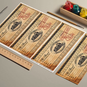 SOFORT-DOWNLOAD Druckbare Vintage-Zugticket-Geburtstagseinladung