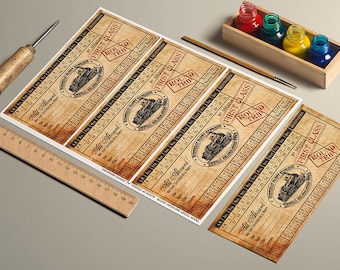 INSTANT DOWNLOAD Printable Vintage Train Ticket Birthday Invitation