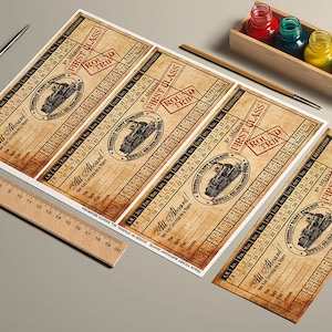 CUSTOMIZED Printable Vintage Train Ticket Birthday Invitation image 2