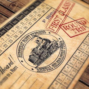 Convite Aniversário de Bilhete de Trem Vintage para Impressão PERSONALIZADO