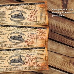 CUSTOMIZED Printable Vintage Train Ticket Birthday Invitation image 3