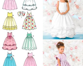 MAKES FANCY FLOWER GIRL DRESS~HEADBAND RETIRED SEWING PATTERN SIZES 2 TO 8!