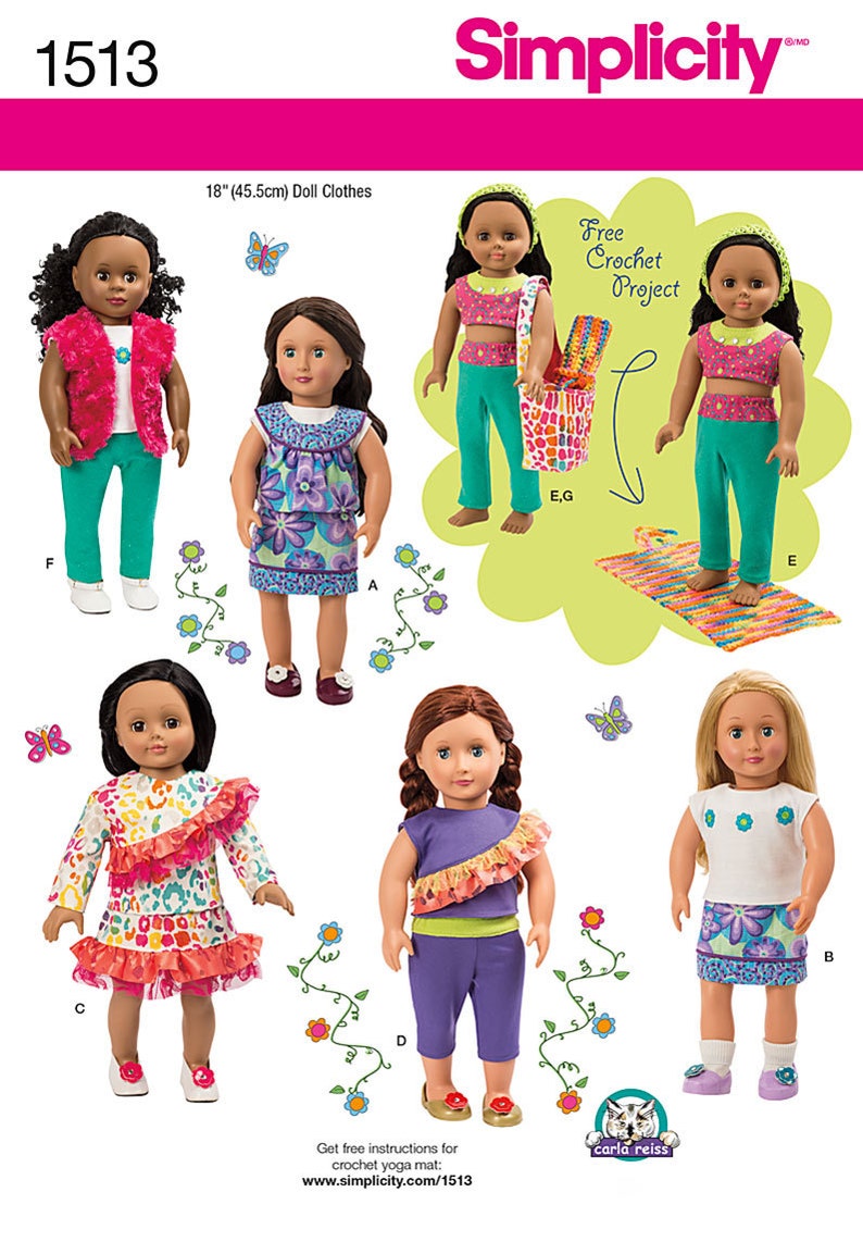 SEWING PATTERN MAKE DOLL CLOTHES FITS AMERICAN GIRL JULIE~MOLLY~MCKENNA~SAIGE!