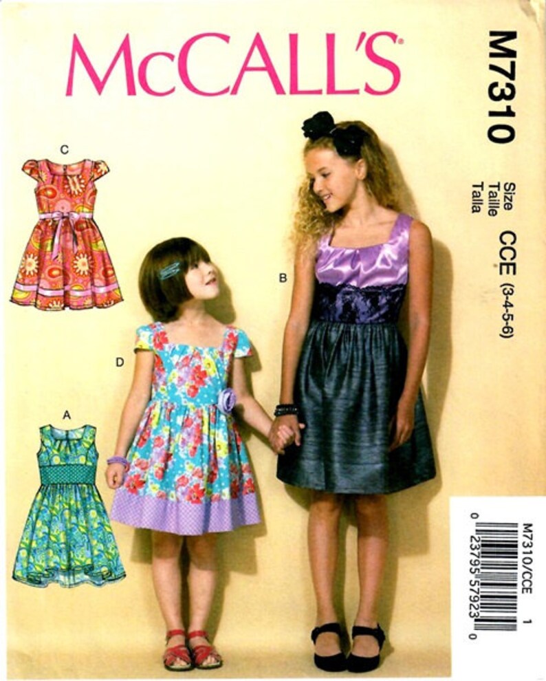 MAKES FANCY FLOWER GIRL DRESS~HEADBAND RETIRED SEWING PATTERN SIZES 2 TO 8!