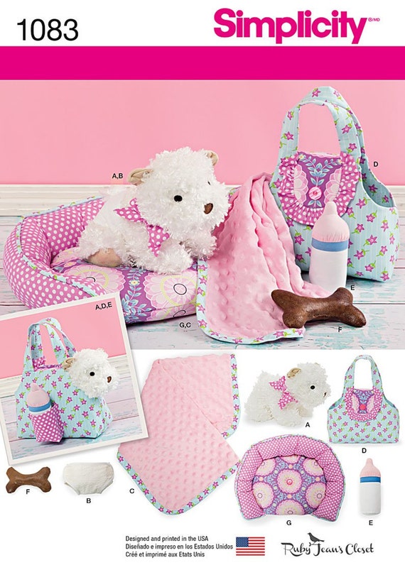 stuffed dog with carrier