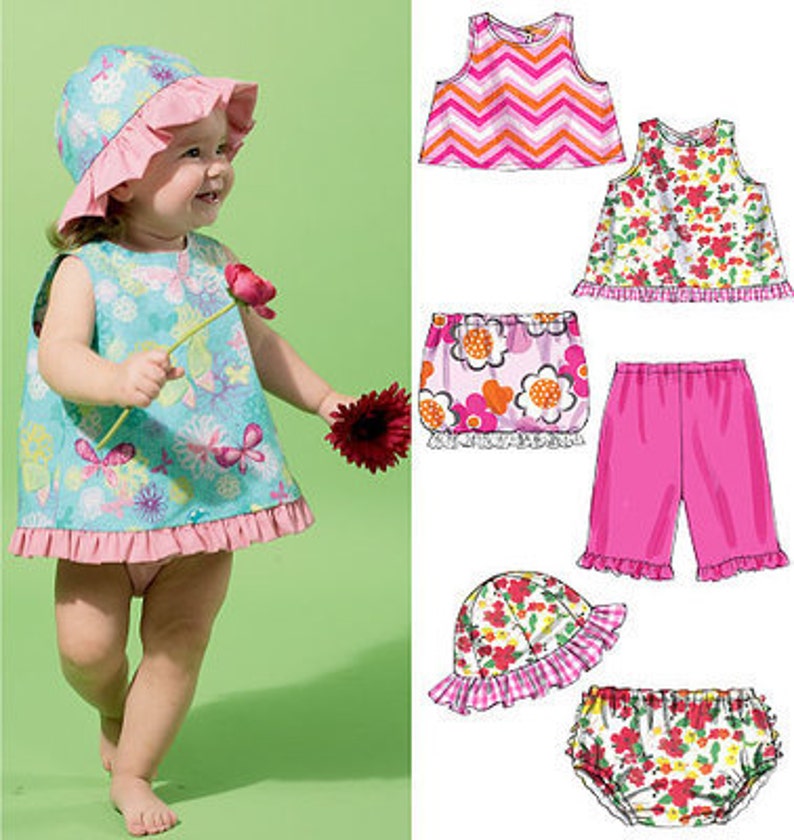 SEWING PATTERN BABY CLOTHES SIZE 8 TO 29 POUNDS MAKES DRESS~HAT~PANTIES~ROMPER