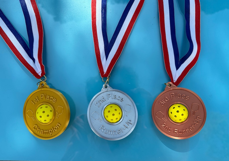 Pickleball Award Medals Set Gold, Silver, Bronze With Ribbon. Etsy