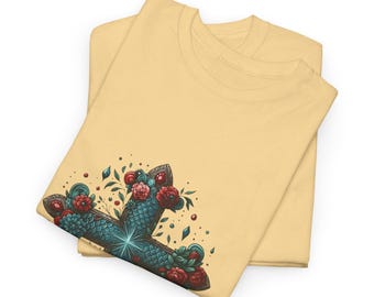 T-shirt met bloemenkruis: katoenen shirt gebaseerd op christelijk geloof
