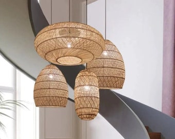 Lámpara de ratán australiana de alta calidad, pantalla de bambú, luz colgante de ratán, luz colgante de bambú, lámpara de cesta de ratán, mimbre.