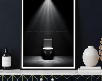 Grappige kunst aan de muur badkamer - afdrukbare muurkunst - afdrukbare digitale muurkunst | Badkamerkunst: moderne badkamerkunst aan de muur