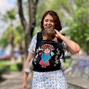 Portabebés ergonómico con bordado mexicano para cargar bebés recién nacidos y niños pequeños, ideal para regalo único de maternidad