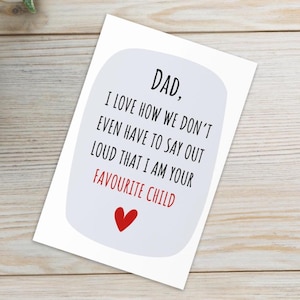 Vatertagskarte vom Lieblingskind | Lustige Dad Karte | Humorvolles Geschenk für Papa, freches Vatertagsgeschenk