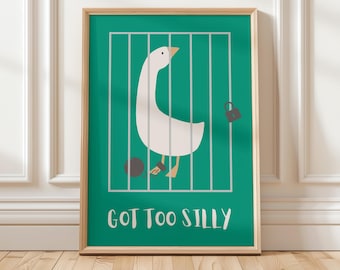 Lustige Gans im Knast Poster: Humorvolles, schrulliges Tier Wandbild