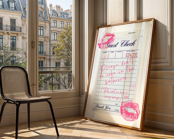 Funny Bathroom Poster: Guest Check - Please Don't Do Coke Wall Art