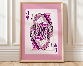 Vintage speelkaartkunst aan de muur | Retro casinopoker posterafdruk | Hartenaas Woondecoratie | Muurafdruk gamekamer | Mangrotkunst