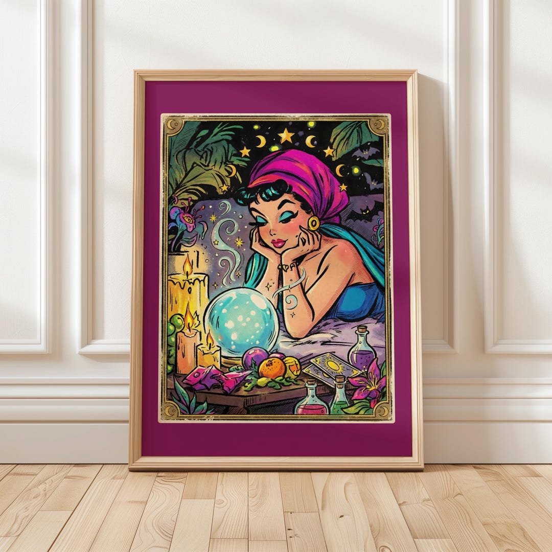 Fortune Teller Illustration Poster | Mystic Gypsy Art Print | Tarot ...