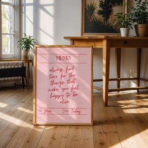 Inspirational home decor artwork with positive affirmation text.