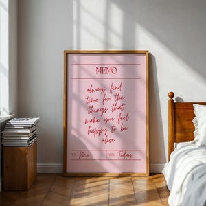 Modern office wall art with encouraging quote in minimalist retro not to self layout.