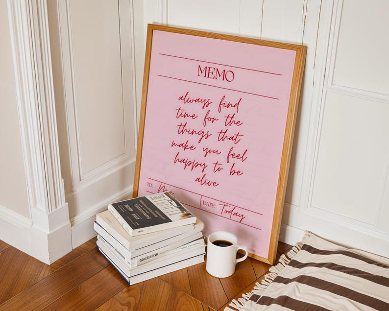 Scandinavian-inspired minimalist quote print in pink tones.