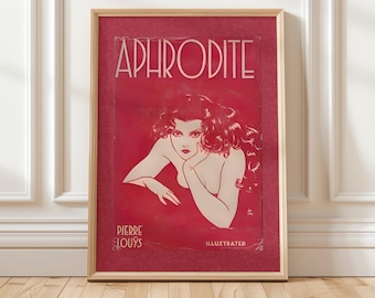 ヴィンテージ アフロディーテ ポスター – ギリシャの愛の女神のウォールアート、レトロなロールプリント、古典神話の装飾