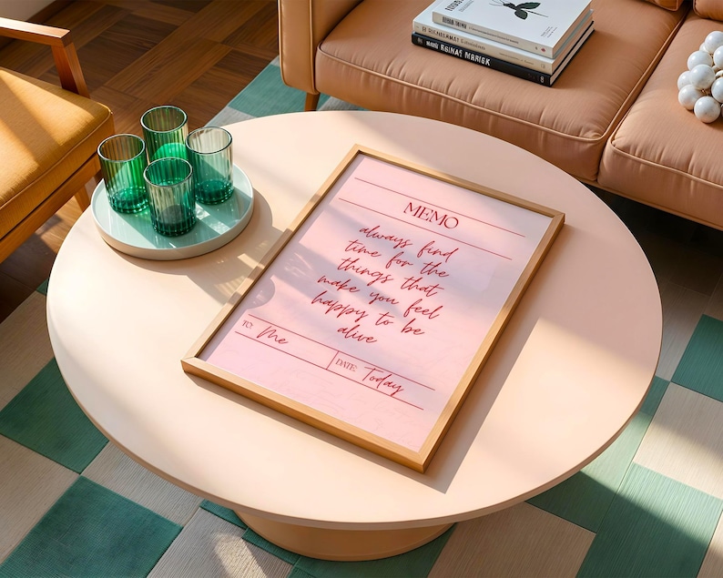 Minimalist motivational art suitable for home or workspace decor.