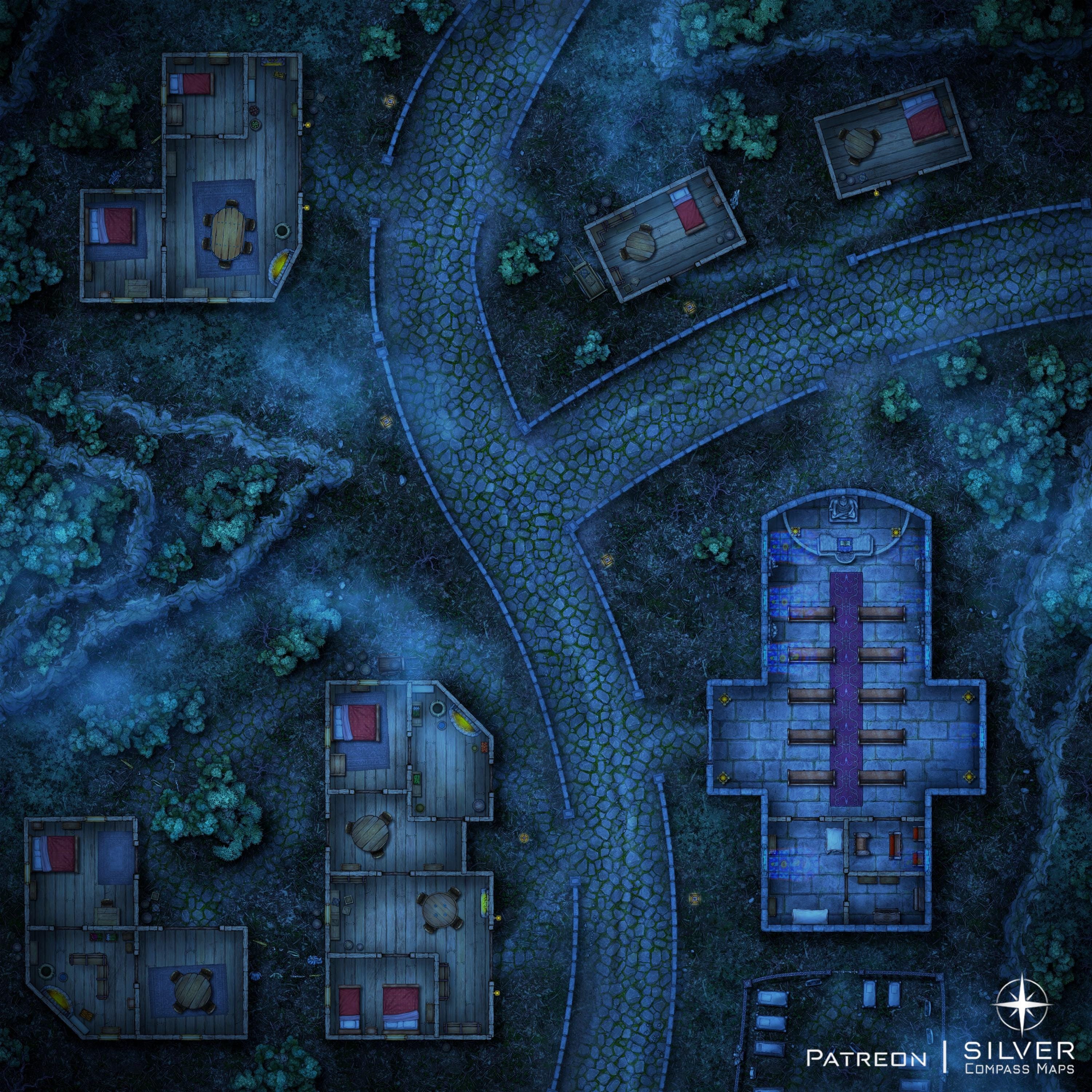 Dark Village Battlemap, Dnd Map, Town, Haunted, City Streets, D&D ...
