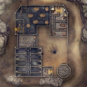 Jail Battlemap, DnD-kaart, D&D, Asylum, Prison, Dungeons and Dragons, 5e, kaarten voor miniaturen, kaarttegel, Roll20, VTT, digitale kaart, rasterkaart