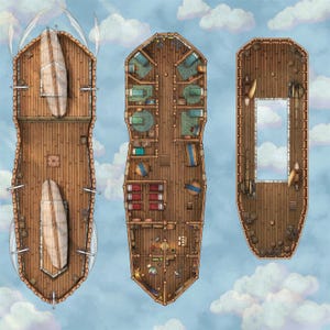 Mapa de Batalha de Aeronave, Mapa DnD, Navio, Navio Spelljammer, D&D, Mapa de Batalha, Mapa em Grade, 5e, Roll20, Mapa de Fantasia, VTT, Mapa Digital, Mapa em Grade