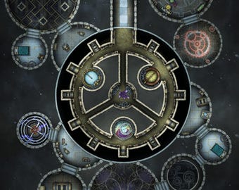 Steampunk Battlemap, DnD Map, D&D, Battlemap, Clockwork, Dungeons and Dragons, 5e, Roll20, Map for miniatures, Digital Map, Gridded Map