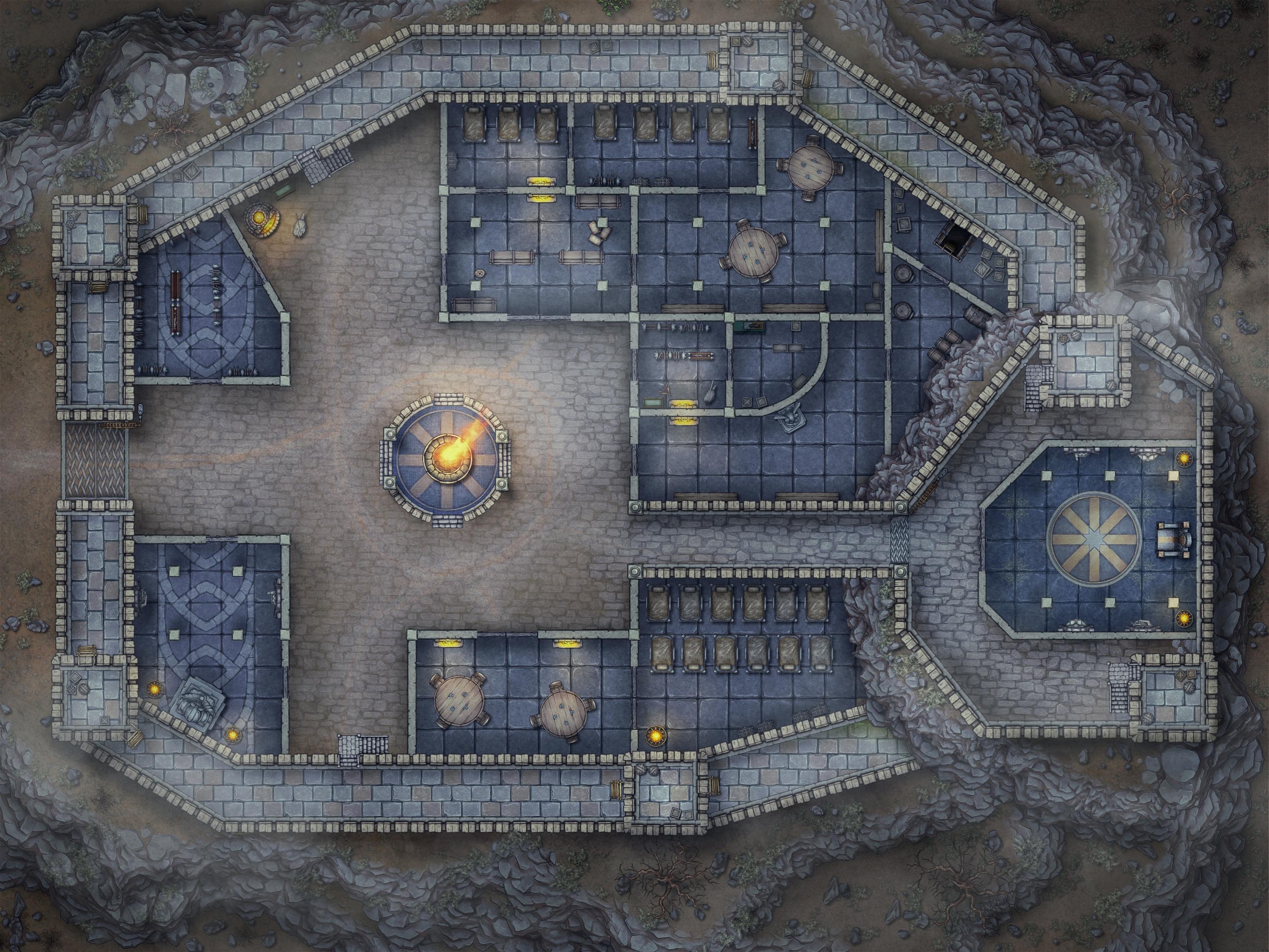 Burg Map, D&D Karte, Krypta, Zwerge, D&D,schau, Tabletop, Gefechtskarte, Grid Map, Maps for Miniatures, Roll20, Fantasy Map, VTT, Digitale Karte
