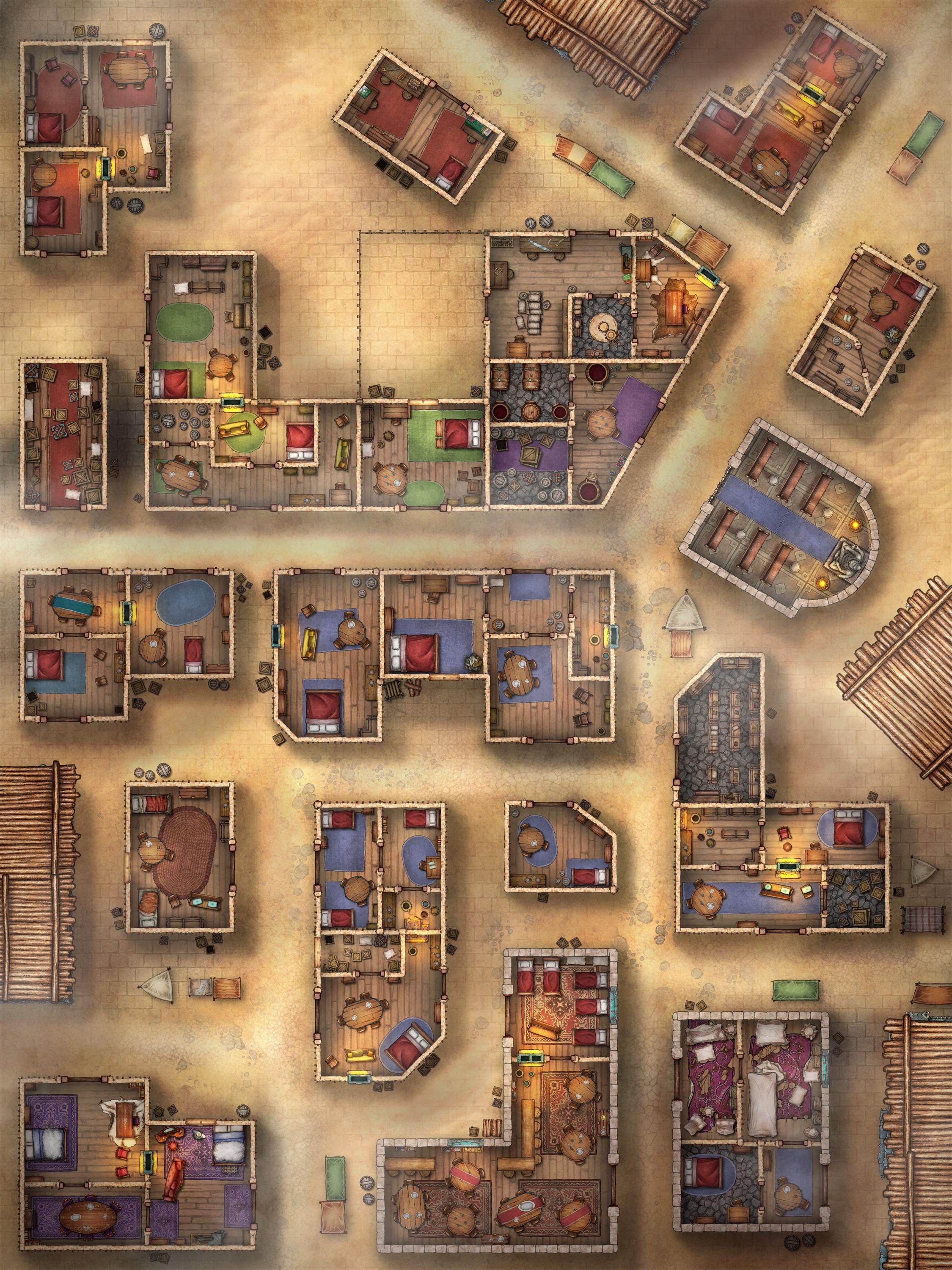 City Battlemap, Dnd Map, City Streets, Town, D&D, Urban, Battlemap, RPG