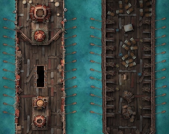 Orc Ship Battlemap, Warship, Ghost Ship, DnD Map, D&D, Battle Map, Dungeons and Dragons, 5e, Roll20, Fantasy, Foundry VTT, Digital Map, Grid