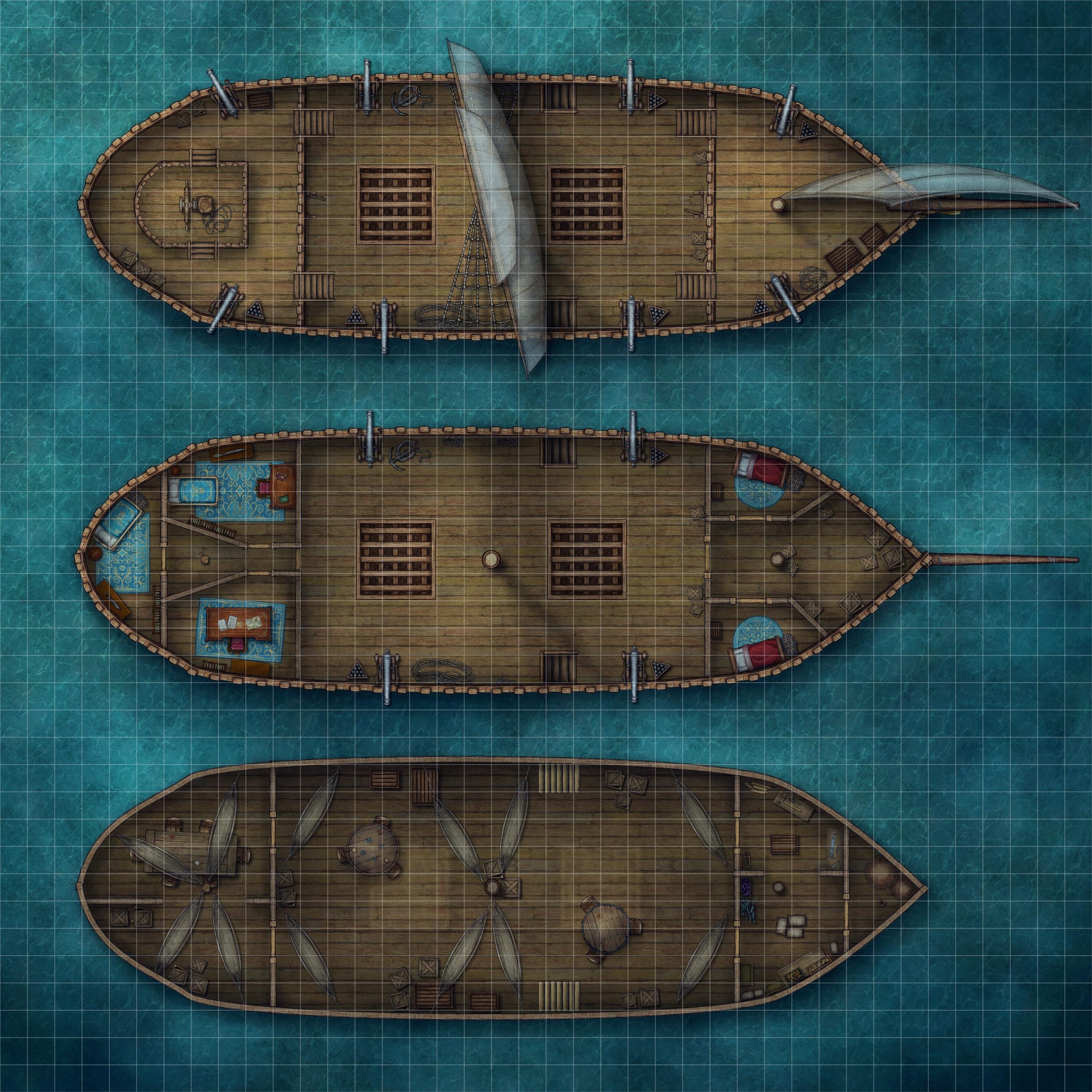 Ship Battlemap Dnd Map Sailing Ship D D Battle Map Dungeons And 