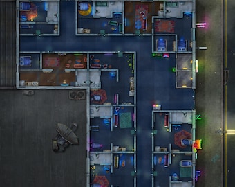 Apartment Battlemap, DnD Map, Cyberpunk, Modern maps, Sci fi Battlemap, map tile, 5e, Roll20, Shadowrun, Digital Map, Gridded Map