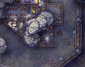Underdark Fort Battlemap, DnD Map, Cave, Castle, D&D, Battle map, Dungeons and Dragons, 5e, Roll20, Foundry, VTT, Digital Map, Gridded Map