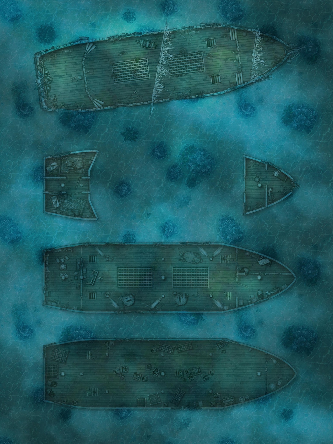Shipwreck Battlemap, Dnd Map, Ship, Ruins, D&D, Battle Map, Dungeons ...