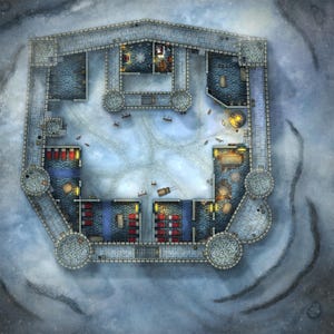 Castle Map, D&D Karte, Fort, Winter, D&D, Tableau, Wald, Maps for Miniatures, Roll20, Fantasy Map, VTT, Digitale Karte