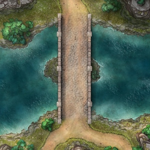 Bridge Battlemap, DnD-kaart, Cliff, D&D, Battle Map, Dungeons and Dragons, 5e, Roll20, Fantasy Grounds, Foundry, VTT, digitale kaart, rasterkaart
