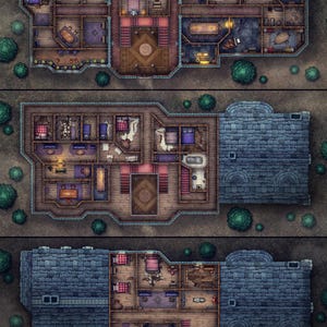 Mansion Battlemap, Mappa DnD, Maniero, Casa, D&D, Mappa di battaglia, Dungeons and Dragons, 5e, Roll20, Foundry VTT, Mappa digitale, Mappa a griglia, Piastrella mappa