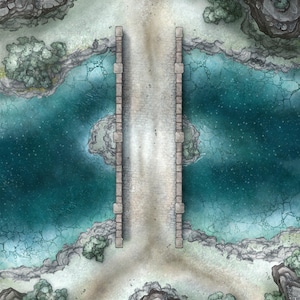 Bridge Map, DnD Map, Wald, Winter, D&D, Cave, Underdark, Schlachtkarte, RPG Map, DnD, TTRPG, 5e, Roll20, schmiede, VTT Karte, Grid Map