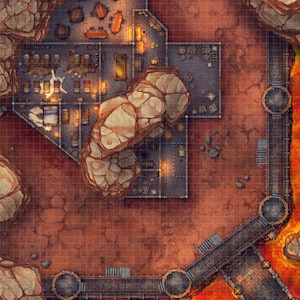 Demonic Fort Battlemap, Mappa DnD, Inferno, D&D, Battlemap, Castello, Mappa a griglia, TTRPG, Mappe per miniature, Roll20, Mappa fantasy, VTT, Mappa digitale