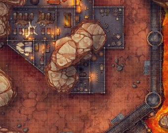 Demonic Fort Battlemap, DnD Map, Hell, D&D, Battlemap, Castle, Grid Map, TTRPG, Maps for Miniatures, Roll20, Fantasy Map, VTT, Digital Map