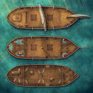 Battlemap, DnD-kaart, zeilschip, D&D, Battle Map, Dungeons and Dragons, 5e, Roll20, Fantasy Maps, Foundry, VTT, digitale kaart, gerasterd