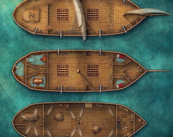 Schiff Babies Map, D&D Karte, Segelschiff, D&D, Map Map, Dungeons and Dragons, 5e, Roll20, Fantasy Maps, schmiede, VTT, Digitale Karte, Gridded