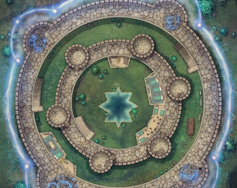 Elven Castle, Fort, DnD Maps, Battlemap, D&D, Pathfinder, Town Map, Roll20, Gridded Maps, Roll20, Dungeon Master, dnd tile, rpg map, VTT