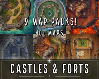 Castles and Forts Battlemaps, DnD Map, Tower, D&D, Ruins, battle map, Gridded Map, Maps for Miniatures, Roll20, Fantasy Map, Digital Map